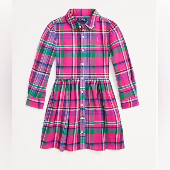 Polo Ralph Lauren Other - NWT Polo by Ralph Lauren Girls Pink Green Plaid Cotton Shirt Dress